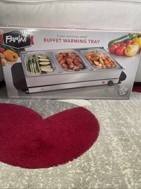 Parini Stainless Steel 3-Pan Buffet Warming Tray in Silver
